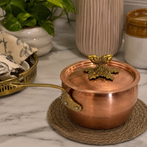 Cacerola de Cobre Puro Hecha a Mano con Asa y Tapa de Latón, Olla de Cobre para Leche, Olla de Cobre de Lujo para Cocinar, OEM ODM Venta al por Mayor Exportación - Product Image 5