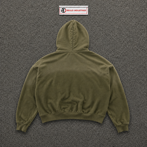 เสื้อฮู้ดซิปพรีเมียมสีเขียวมะกอก สไตล์สตรีทแวร์ ลายหัวใจ ซิปหน้า พิมพ์ลายหัวใจ ทรงโอเวอร์ไซส์ ผ้าฝ้ายเฟรนช์เทอร์รี่ สวมใส่สบายๆ สำหรับฤดูใบไม้ร่วง - Product Image 6