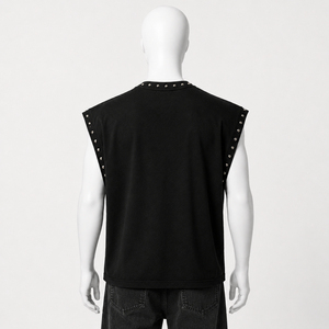 Débardeur Hip Hop Homme Y2K Streetwear à Imprimé Graphique Personnalisé, T-shirt Sans Manches Décontracté avec Rivets et Clous - Product Image 6