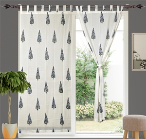 Indian Hand Block Printed Curtains Flower Buta Printed Bohemian Curtains for Living Room - Product Image 5