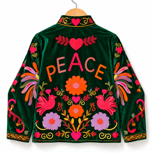 Robe longue en coton tricoté à col mandarin brodé de fleurs pour femme, manches longues, tenue d'automne douce avec pantalon noir - Product Image 2