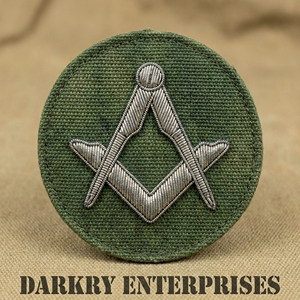 Handmade Bullion Wire Masonic Service Association USA Patch Hand Embroidered Gold <b>Thread</b> Circular Blazer Badge Regalia Insignia - Product Image 6