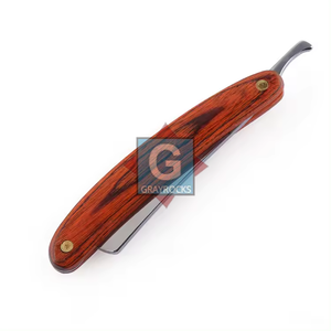 Navaja de Afeitar de Acero Inoxidable OEM con Mango de Madera para Barbería y Peluquería - Product Image 3