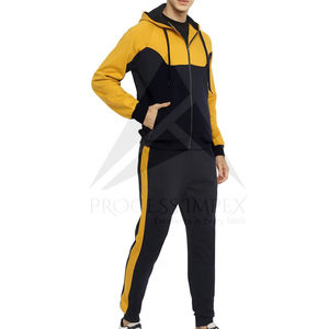 Ensemble de survêtement décontracté pour homme, 2 pièces, col montant zippé, couleur unie, respirant, en polyester, pour l'automne - Product Image 6