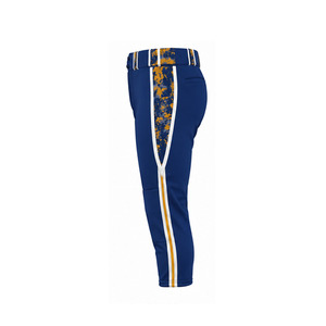 Pantalon de baseball marine pour homme, coupe ajustée, logo brodé doré, braguette boutonnée, en polyester, respirant, style uniforme - Product Image 4