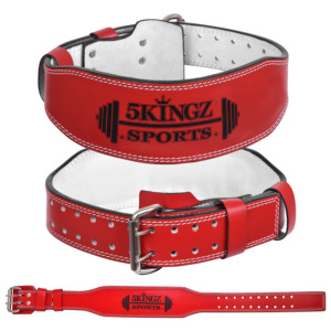 Ceinture de musculation en cuir, 4 pouces, 6 pouces de large avec boucle à double ardillon et coutures renforcées - Product Image 1