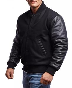 Embroidered Letterman Wool Sleeves <b>Leather</b> Wool Varsity <b>Jacket</b> for <b>Men</b> High Quality <b>Men</b> Custom Varsity Wool Baseball <b>Jacket</b> - Product Image 1
