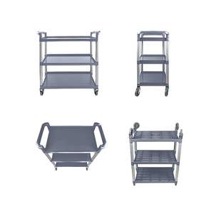 Chariot de cuisine portable à 3 niveaux gris, chariot utilitaire durable pour la maison, chariot de service alimentaire pour le rangement et l'organisation, îlots et chariots de cuisine - Product Image 6