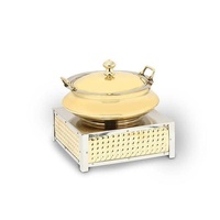 Soporte para Plato de Comida Caliente de Cobre con Exterior Pulido y Tapa de Cobre, Olla Calentadora Ecológica para Buffet, para Servicio de Catering en Hoteles