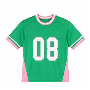Maillot de football américain sur mesure pour homme, coupe oversize et carrée, en maille, avec col en V et coupe courte, idéal pour les sports d'été - Product Image 1