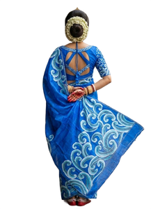 Sari Tradizionale in Pura Seta di Bishnupuri Stampata per Donne, India, Pakistan, Bangladesh - Product Image 2