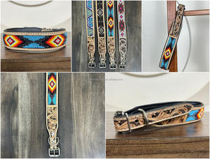 Collares de perro para mascotas de cuero genuino duradero suave y cómodo de lujo de alta resistencia, Collar para mascotas con cuentas de cuero mecanizado a mano de último diseñador - Product Image 4