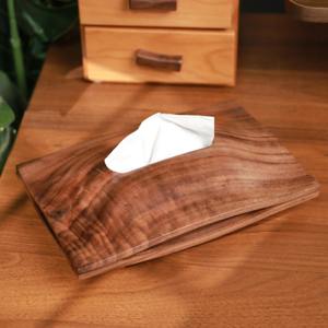 Caja de pañuelos minimalista de nogal negro con forma curva ondulada, accesorio decorativo perfecto para oficinas formales o salas de estar, procedente de la India. - Product Image 2