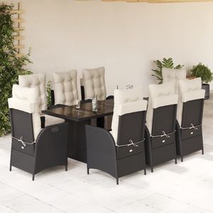 Juego de Comedor para Jardín en Negro y Blanco Crema - Product Image 1