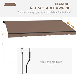 Tenda Parasole Retrattile 13FT X 10FT, Telo Ombreggiante 280gsm Resistente ai Raggi UV per Terrazza, Balcone, Giardino, Protezione per Caffetteria all'Aperto - Product Image 4