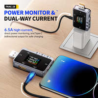 FNIRSI FNAC-28 Probador USB Tipo-C, Medidor de Voltaje y Corriente USB, Probador de Capacidad de Banco de Energía con Carga Rápida PD QC