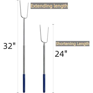 32\" Heavy Duty Hot Dog Roasting Sticks Long Smores Skewers for Fire Pit 6 Pack Marshmallows Skewers <b>Camping</b> Stoves Accessories - Product Image 3