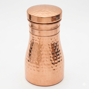 Handcrafted Hammered Copper <b>Bottle</b> Luxury Drinkware - Premium Pure Copper Pitcher for Health, Yoga & Gym, Seamless Metal <b>Flask</b> - Product Image 1