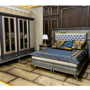 European Style Emperor <b>Bed</b> and Bedroom Furniture Luxurious Hand Carved <b>Bed</b> with Side Stools <b>Royal</b> Wooden Bedroom Furniture - Product Image 1