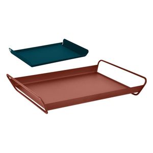 Plateau de service moderne en métal mat avec poignées, plateau rectangulaire décoratif pour table basse, ottoman, pour la maison, le restaurant, la décoration d'hôtel - Product Image 1
