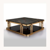Table basse personnalisée de luxe en métal et verre, design moderne élégant, meubles de salon faits à la main