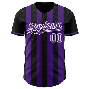Maillot de baseball sportif personnalisé noir et violet, imprimé, manches courtes, unisexe, 100% polyester, léger, respirant, toutes saisons - Product Image 6