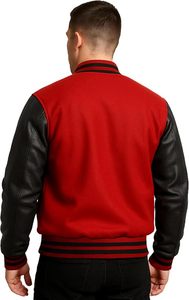 <b>Men</b> Varsity <b>Jacket</b> College Baseball Letterman Wool <b>Jacket</b> <b>Leather</b> Sleeves - Product Image 3