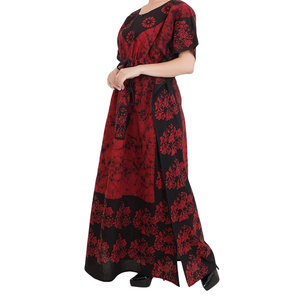 Modest Vintage Full-Length Cotton <b>Kaftan</b> with Lace Detailing Print Pattern <b>Style</b> for Parties - Product Image 2