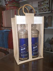 Bolsa de Regalo para Vino Personalizada, Portátil, Ecológica, de Alta Calidad, con Asa de Algodón, para Botellas Dobles/Individuales, con Separadores y Ventanas - Product Image 1
