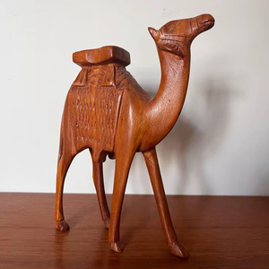 Centre de table vintage en bois en forme de chameau, statue animale artistique pour la décoration de la maison, de l'hôtel et du restaurant - Product Image 1