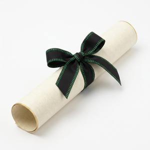 Wholesale Supplier 25mm Black Green Pleated Edge Grosgrain <b>Ribbon</b> for Luxury Packaging Garment Trim Bag Handles Event Decor - Product Image 1