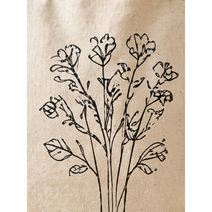 Eco Friendly Botanical Line <b>Art</b> Cotton <b>Canvas</b> Tote Bag Cream <b>Large</b> Capacity Floral Sketch Women Shoulder Handbag Reusable Carry - Product Image 5