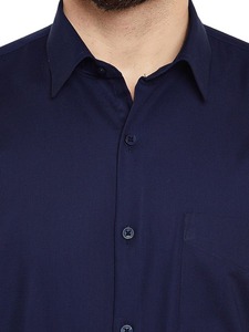 Chemises décontractées pour hommes, manches longues, polyester/coton, col montant, anti-plis, motif uni, pour le bureau, plusieurs couleurs - Product Image 3