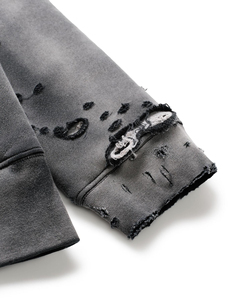 Sudadera con Capucha Oversize para Hombre, Teñida, de Felpa Francesa, Estilo Urbano, Color Sólido, Diseño Desgastado, Ropa de Otoño - Product Image 3
