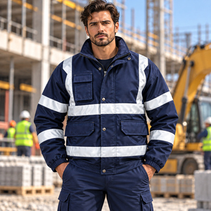 Veste de sécurité haute visibilité, réfléchissante et imperméable avec bas noir, veste de travail pour hommes/femmes - Product Image 2
