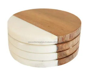Posavasos de madera de acacia Bandeja posavasos de piedra Taza de bebida de madera de acacia Posavasos de madera para café Té Cerveza Logotipo personalizado - Product Image 3