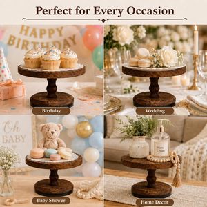 Wooden <b>Cake</b> <b>Stand</b> 6 inch Rustic Rotating Wood Cupcake <b>Stand</b> with 360 Turntable Pedestal Base Farmhouse Dessert Display - Product Image 2