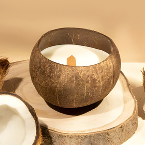 Bougie en noix de coco artisanale, décoration lumineuse pour table, meilleur prix, en vente. - Product Image 1