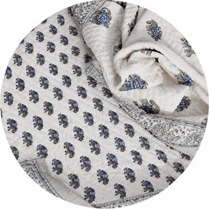 Hand Block Print Elephant Jaipuri Razai <b>Quilt</b> Reversible Double Bed <b>Indian</b> Cotton Comforter Handmade Boho Bedding - Product Image 2