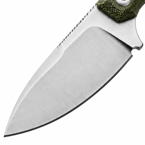 Cuchillos de Caza de Hoja Fija con Textura de Tela Verde, Anillo de Dedo de Metal Plateado y Funda Negra para Actividades al Aire Libre - Product Image 3