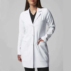 Tenue d'infirmière unisexe à manches courtes, uniforme d'hôpital d'été en coton tissé et polyester de haute qualité, blouse de laboratoire blanche, pantalon de jogging, logo personnalisé - Product Image 2