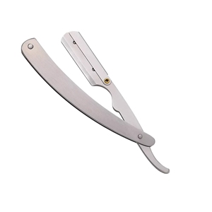 Premium Stainless Steel Barber Cut Throat <b>Razor</b> with Wood Steel Handle Face Body Use <b>Single</b> <b>Blade</b> Custom Colors Custom Logo OEM - Product Image 1