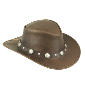 Sombrero de Vaquero de Cuero Marrón de Primera Calidad Estilo Occidental – Ala Ancha para Protección Solar de Cara y Cuello, Correa de Barbilla Desmontable en Tallas S–2XL - Product Image 4
