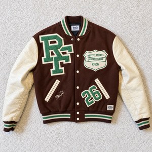 Blouson universitaire personnalisé en laine épaisse/polyester avec lettres en chenille et impression en caoutchouc en relief, design personnalisé contrastant, unisexe, grande taille - Product Image 2