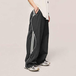 Pantalones de nailon cortavientos personalizados, estilo urbano, NUEVOS, vintage, deportivos, rectos, holgados, tipo paracaídas - Product Image 1