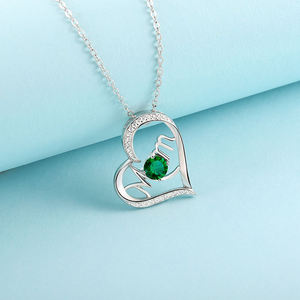 Wholesale Women S925 Silver Link Chain Ocean Heart <b>Love</b> Blue Zircon Pendant Necklace for Mother Day Wedding Party Gifts - Product Image 3