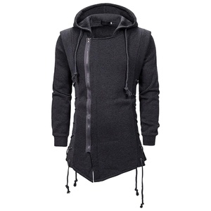 100% flambant neuf de haute qualité hommes longue longueur à capuche noir foncé à capuche veste ample unisexe Polyester tissu sweats à capuche-taille 3XL - Product Image 1