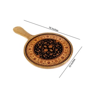 Plateau rond décoratif de luxe en bois et émail, fait main, moderne, durable, de qualité alimentaire, pour la maison et la restauration - Product Image 5