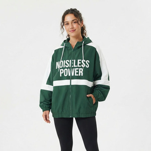 Sudadera con capucha cortavientos estampada para mujer, informal, 100% nailon poliéster, impermeable, holgada, para senderismo y montaña - Product Image 6