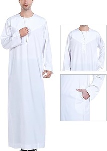 Vêtements ethniques traditionnels, robe musulmane, thobe blanche, jubba, robes de prière, respirantes, 100% coton, thobe arabe avec logo personnalisé - Product Image 6